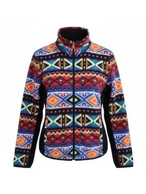 VTG Ralph Lauren Southwestern Fleece Jacket L Womens Aztec Tribal Full Zip Black